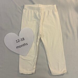 GAP - White Elastic Waist Pants with Bear Embroidery on the hip